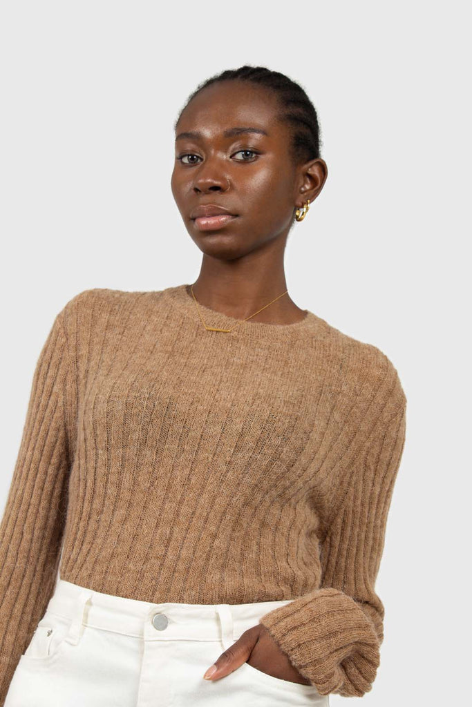 Brown alpaca blended sweater_1