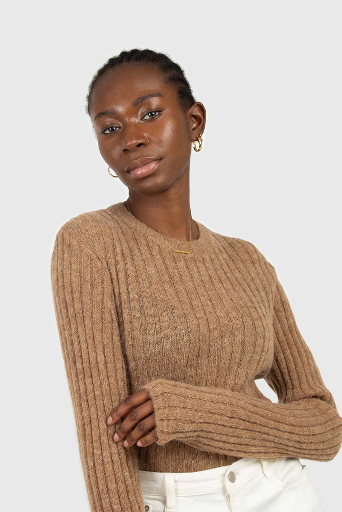 Brown alpaca blended sweater_2