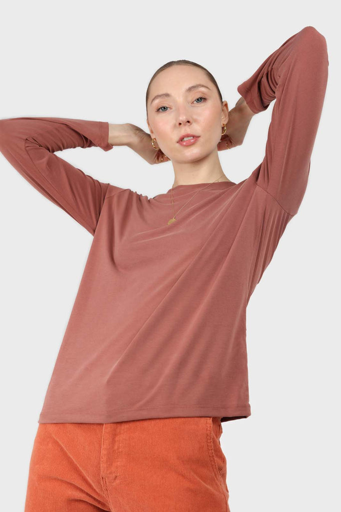 Rust high neck perfect long sleeved tee_5