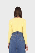 Yellow fuzzy double button cardigan_2