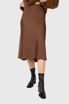 Brown silky maxi skirt_2