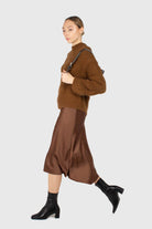Brown silky maxi skirt_3