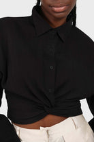 Black twist front cropped shirt_4