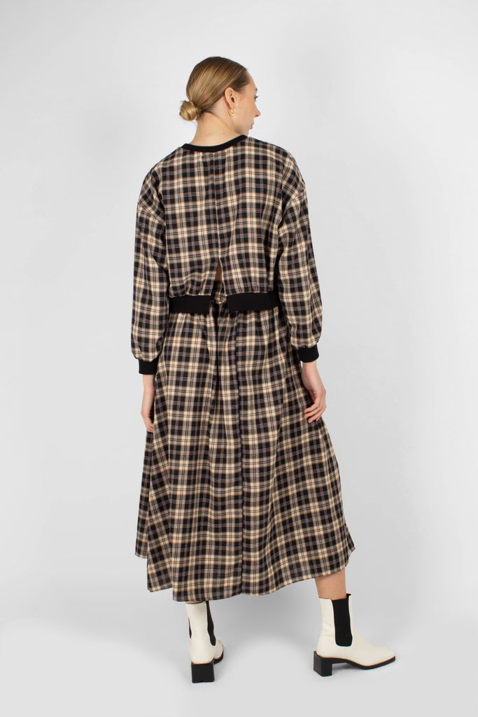 Black and beige checked maxi skirt_4