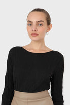 Black wrinkled long sleeved top_3