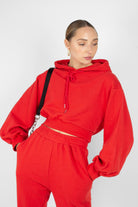 Red cropped hooded sweatshirt - set_1