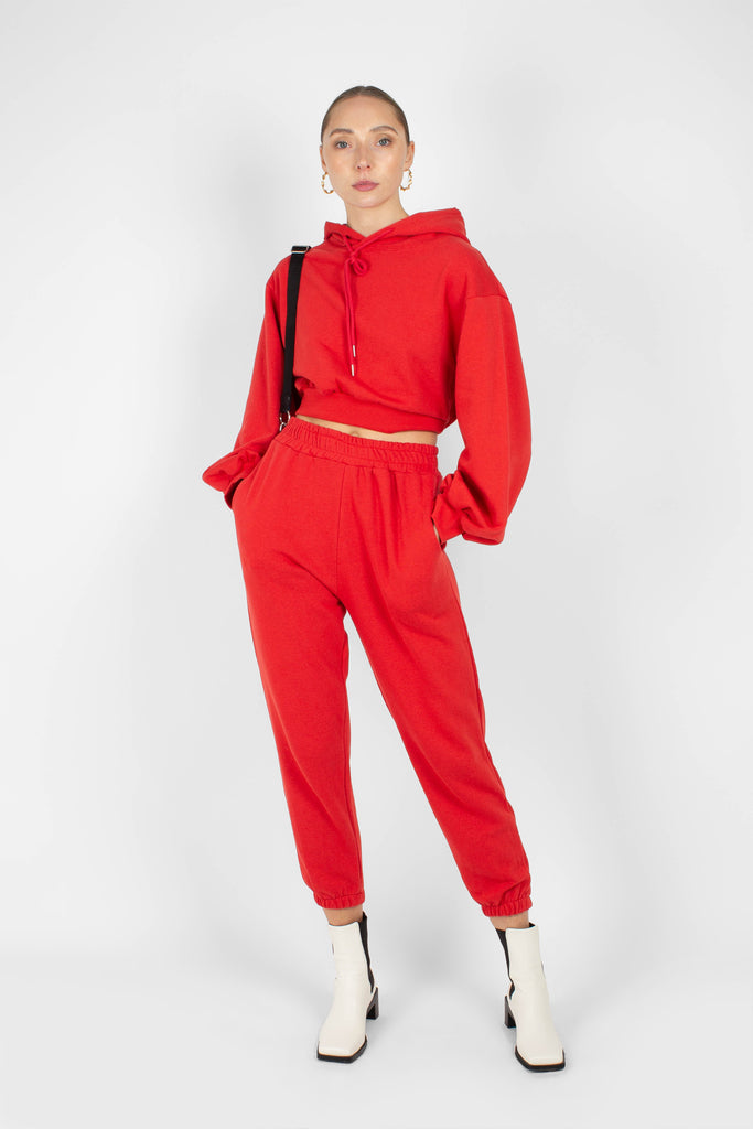 Red loose fit sweatpants - set_2