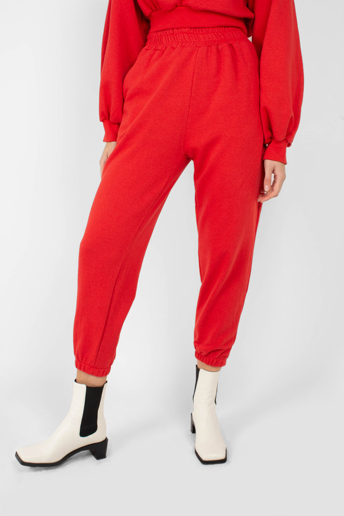 Red loose fit sweatpants - set_1