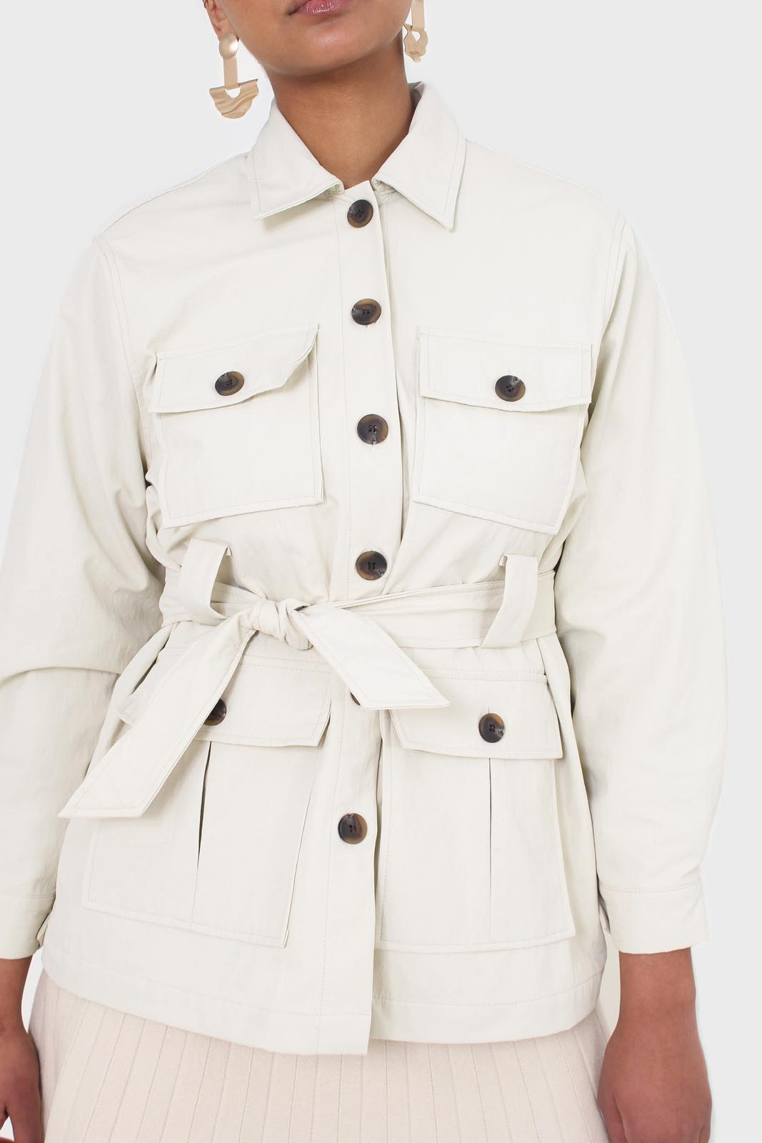 Ivory patch pocket belted safari jacket_8