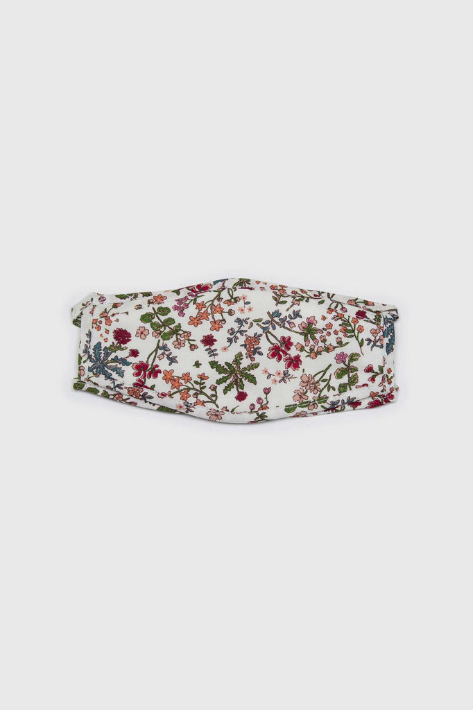 White and red multi floral pure cotton face mask_2