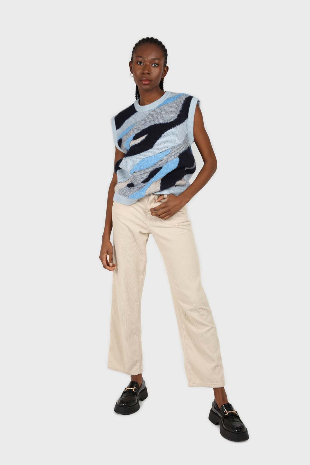 Ivory corduroy loose fit trousers - 812_8