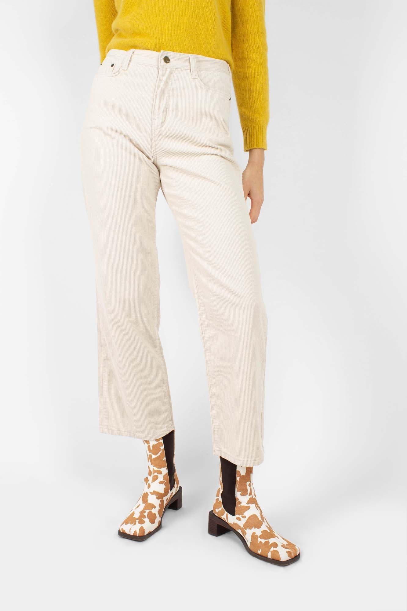 Ivory corduroy loose fit trousers - 812_1