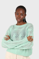 Mint loose cable knit crew neck jumper_1
