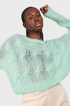 Mint loose cable knit crew neck jumper_2