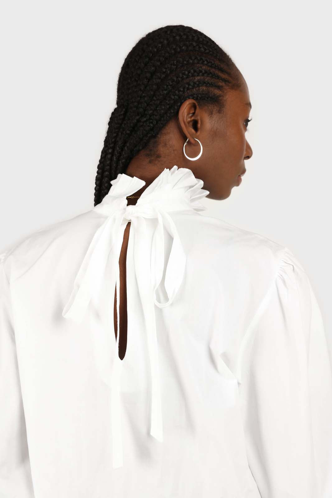 Ivory pleated trim loose fit cotton blouse_1