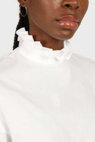 Ivory pleated trim loose fit cotton blouse_4