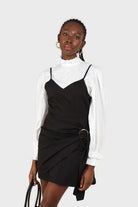 Ivory pleated trim loose fit cotton blouse_2