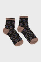 Beige and blue cherry textured socks_3