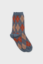 Blue orange and beige argyle socks_1
