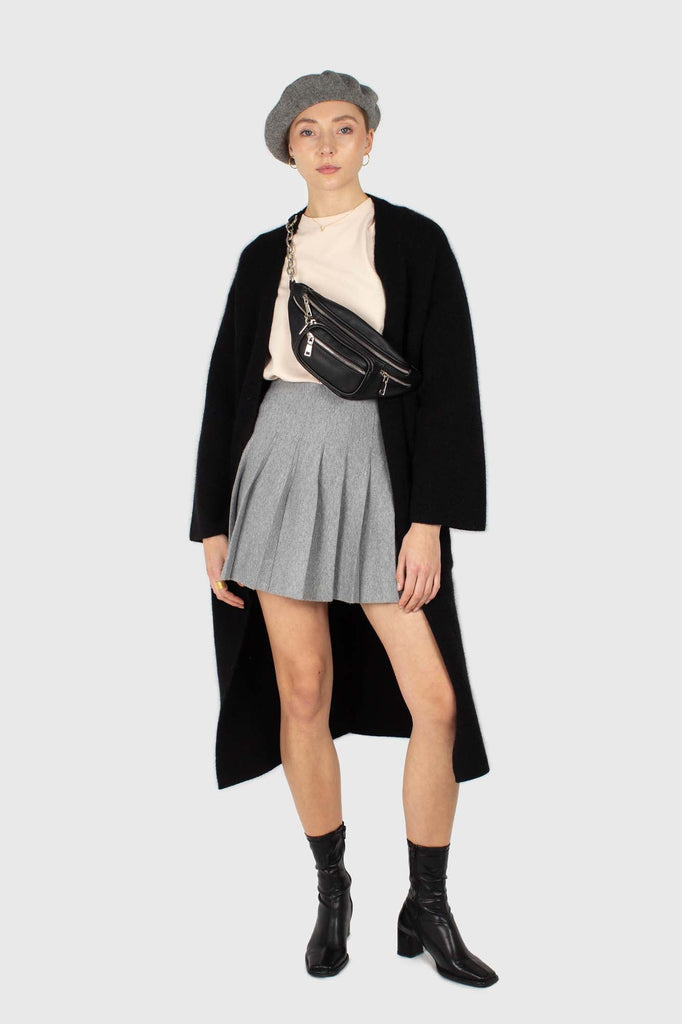 Grey pleated knit mini skirt_4