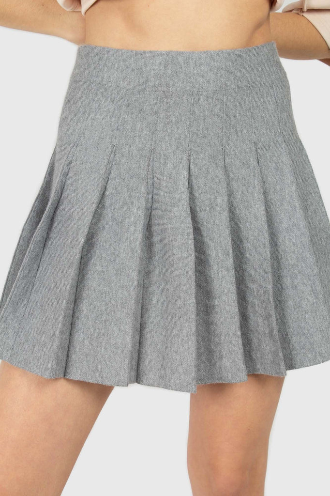 Grey pleated knit mini skirt_2