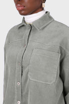 Khaki corduroy patch pocket oversized shirt jacket_6