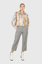 Rust marble print cropped cotton shirt_2