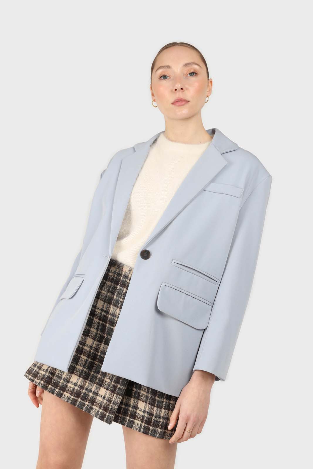 Brown checked mini skirt_3