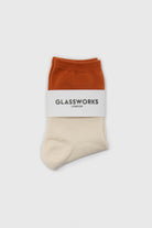 Ivory and orange triple colorblock socks_3