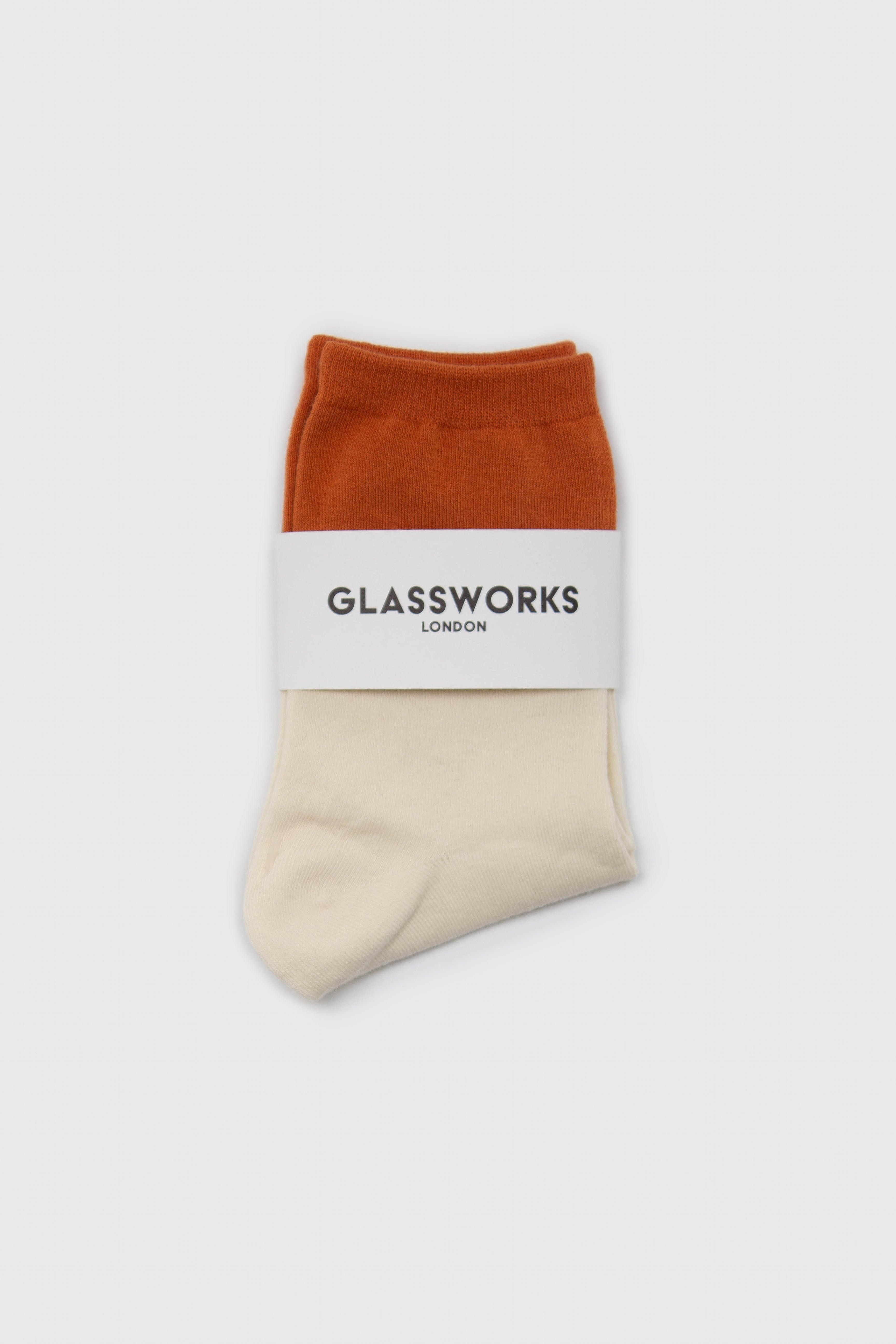Ivory and orange triple colorblock socks_3