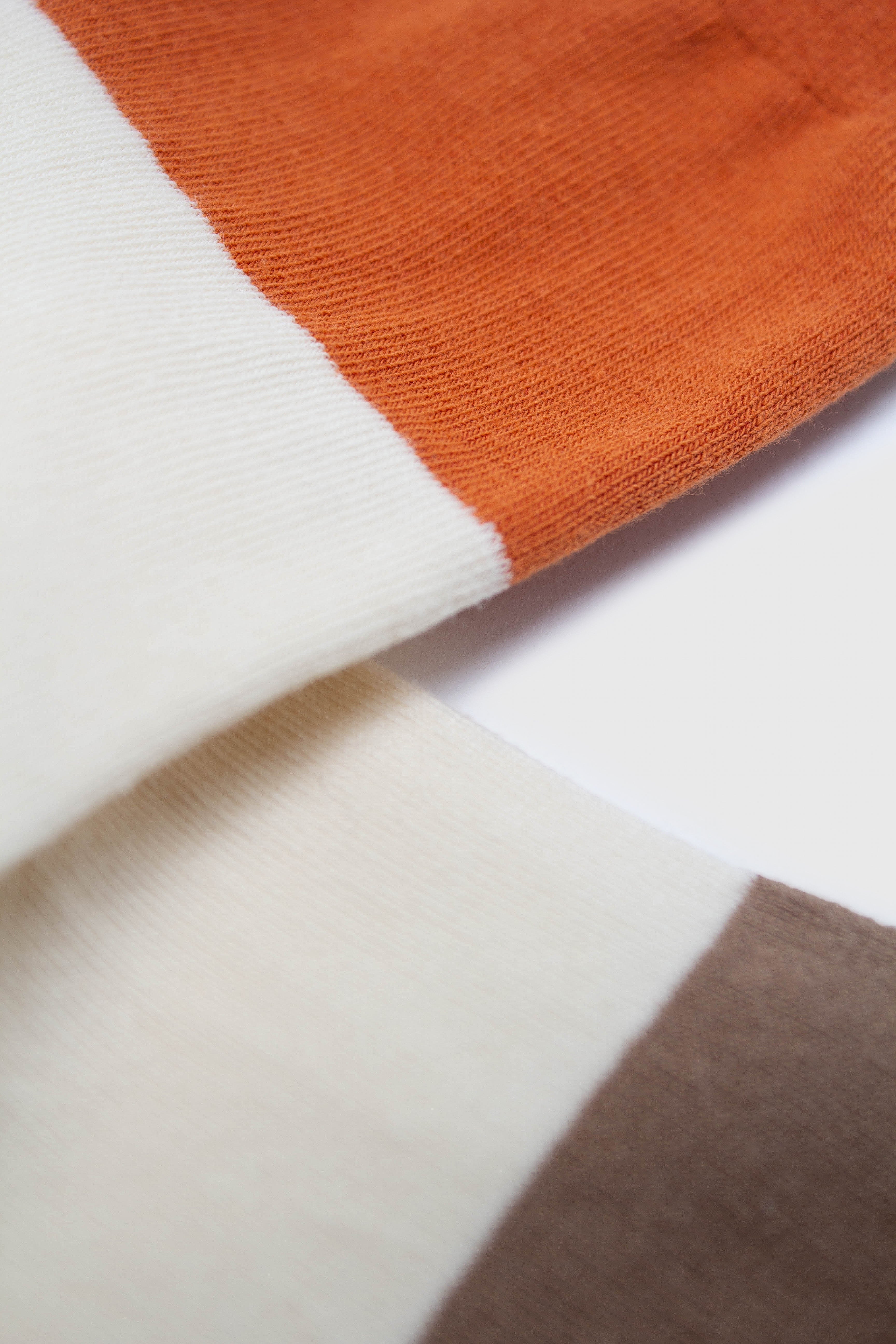 Ivory and orange triple colorblock socks_2