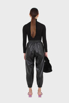 Black wool blended thin turtleneck top_6