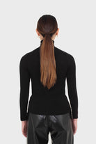 Black wool blended thin turtleneck top_9