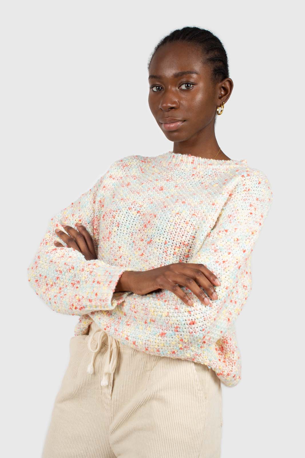 Pale pink mixed rainbow knit jumper_1