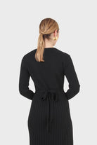 Black large ribbed wool blend midi dress_4