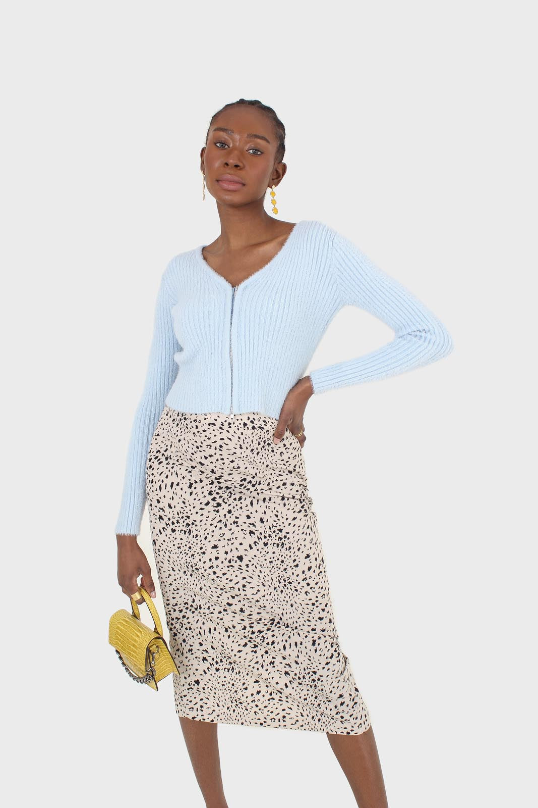 Biege and black leopard print midi skirt_7