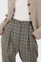 Khaki bold checked slim ankle trousers_2