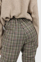 Khaki bold checked slim ankle trousers_3
