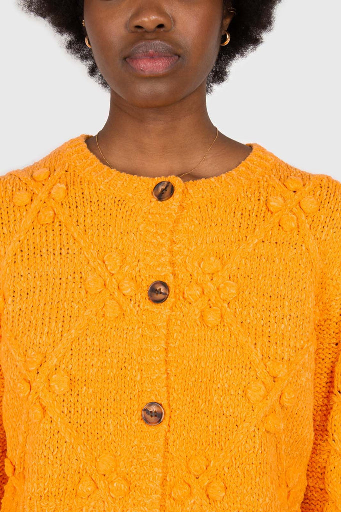 Bright orange bobble knit cardigan_2