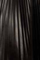 Black vegan leather pleated midi skirt_2