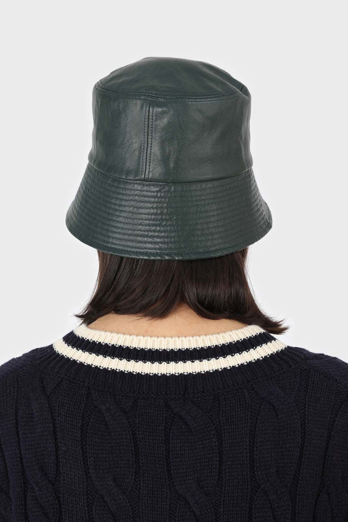 Green vegan leather bucket hat_6