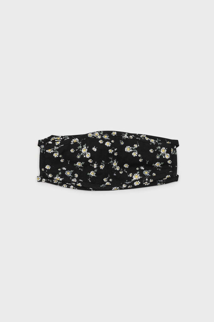 Black and white wild daisy print face mask_2