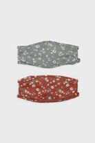 Brown and white wild daisy print face mask_3