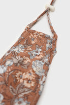 Brown and large blue floral print face mask_1
