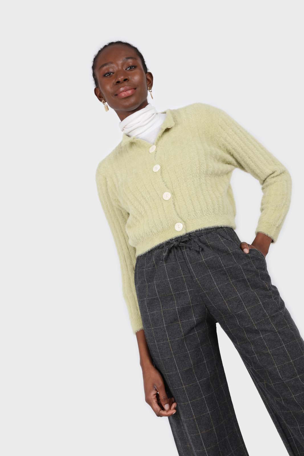 Charcoal and white box checked loose fit trousers_3