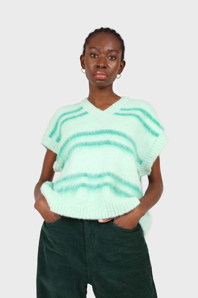 Mint striped wool blend sweater vest_1