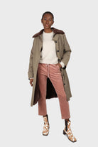 Pale pink corduroy drawstring loose fit trousers_2