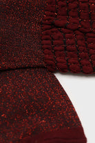 Red ribbed glitter puffed ankle socks_2