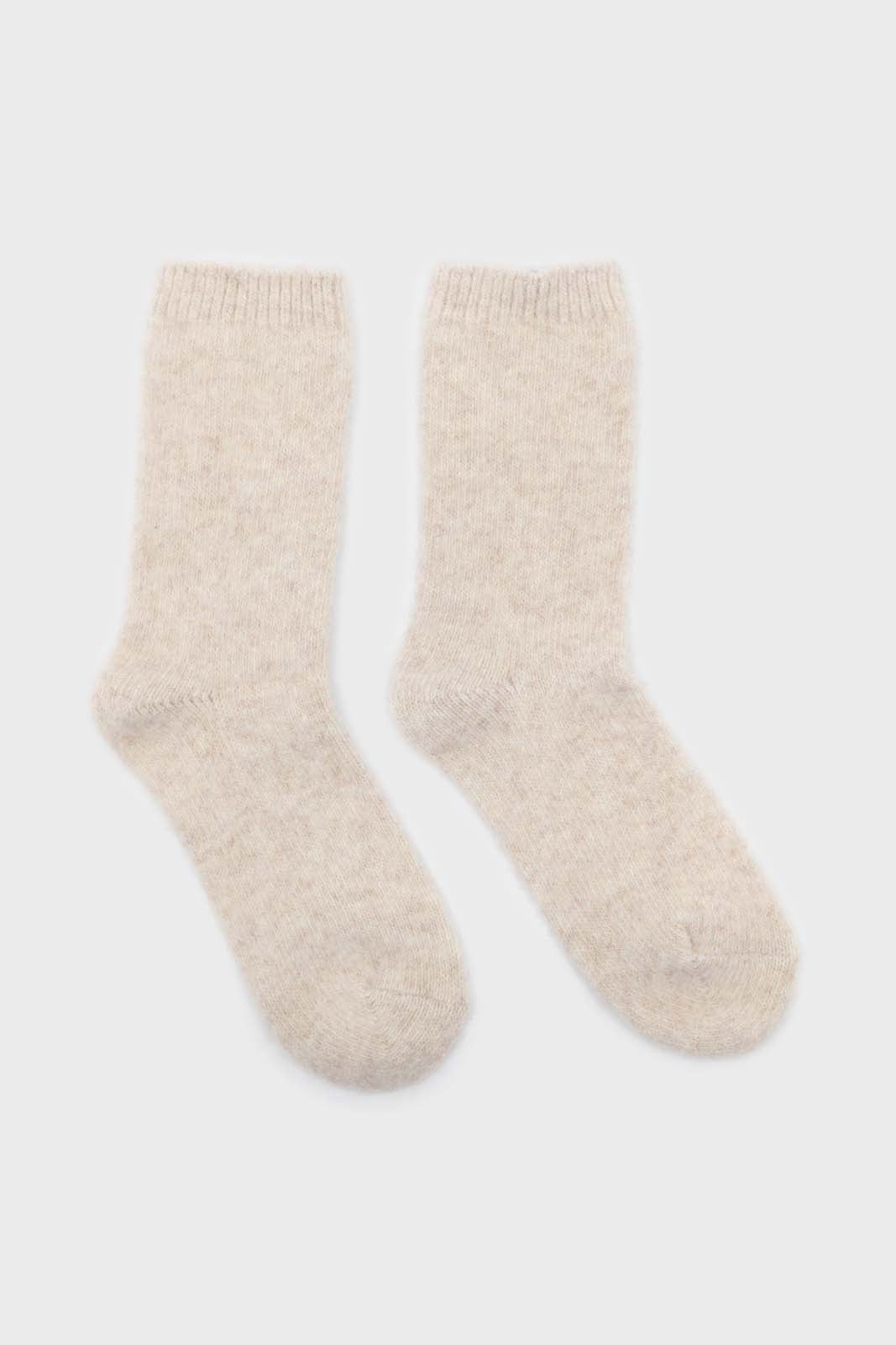 Heather beige angora smooth socks_4