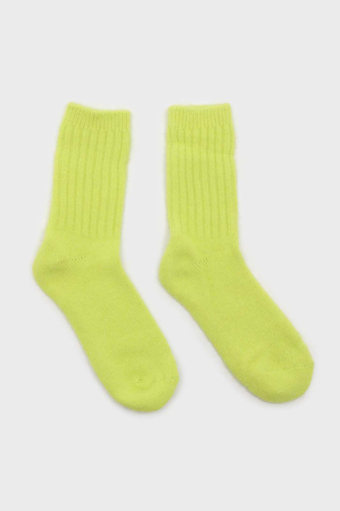 Neon yellow angora ribbed socks_2